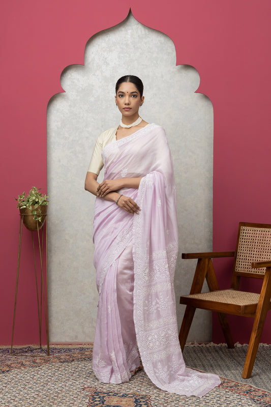 Mauve Chanderi Saree with Blouse