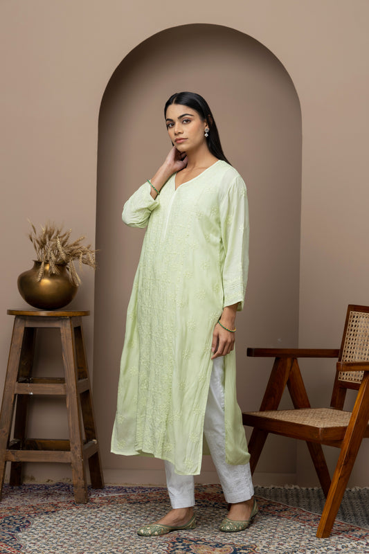 Green Mul Cotton Kurti