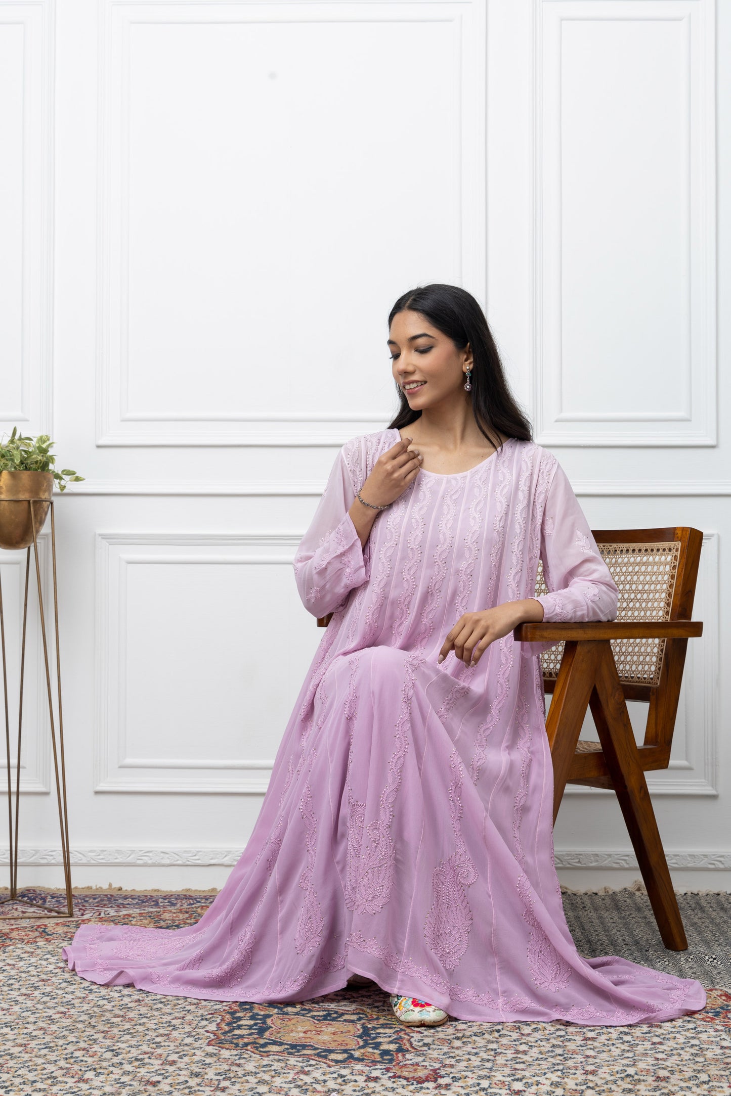 Lilac Ombre Georgette Anarkali – Graceful Flow