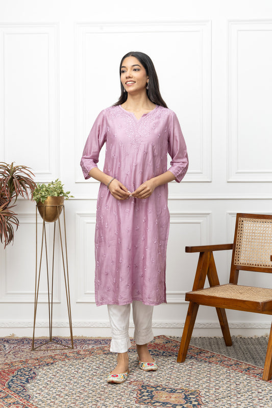 Violet Chanderi Silk Kurti
