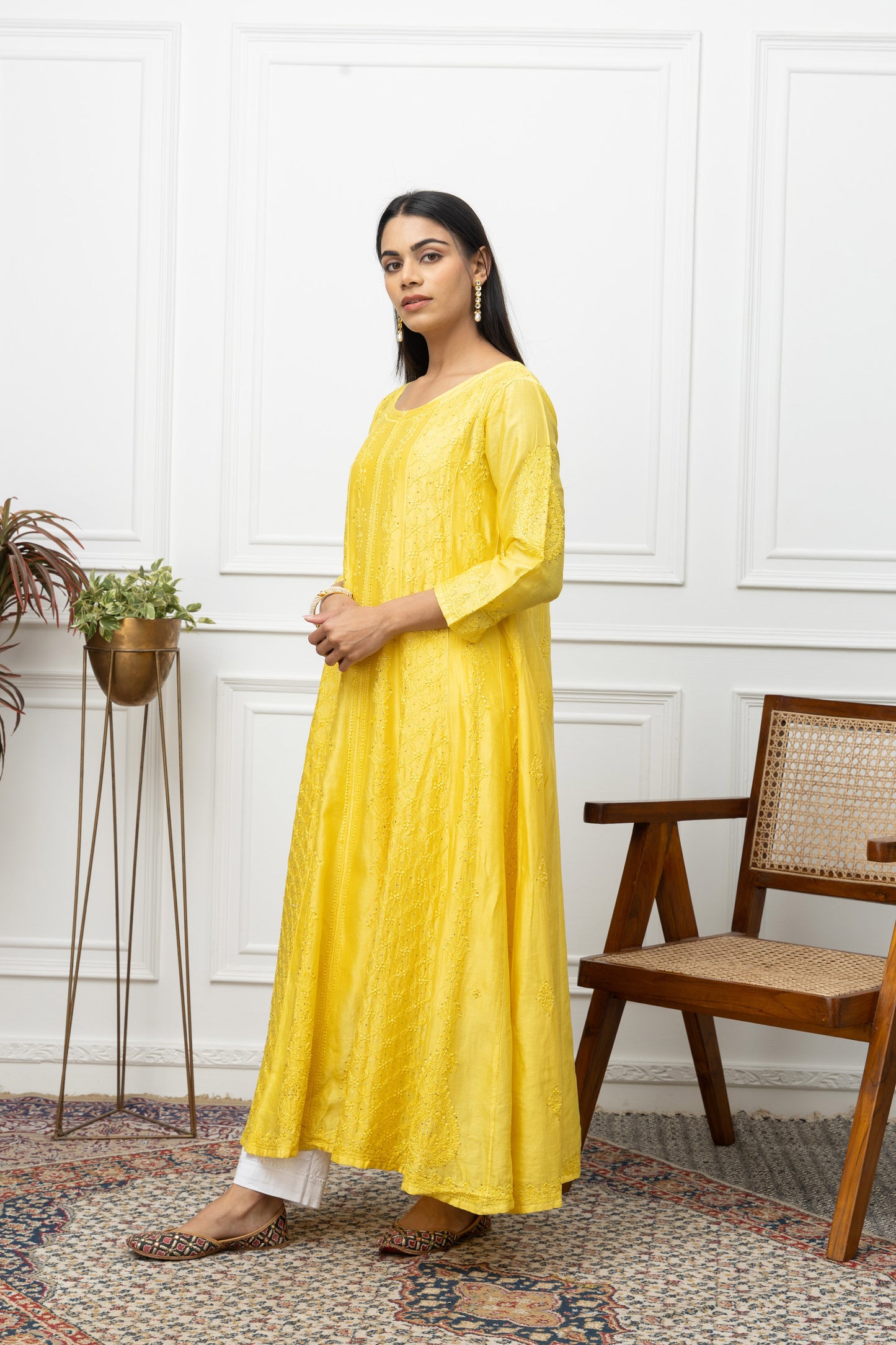 Yellow Chanderi Silk Anarkali – Grace in Every Twirl
