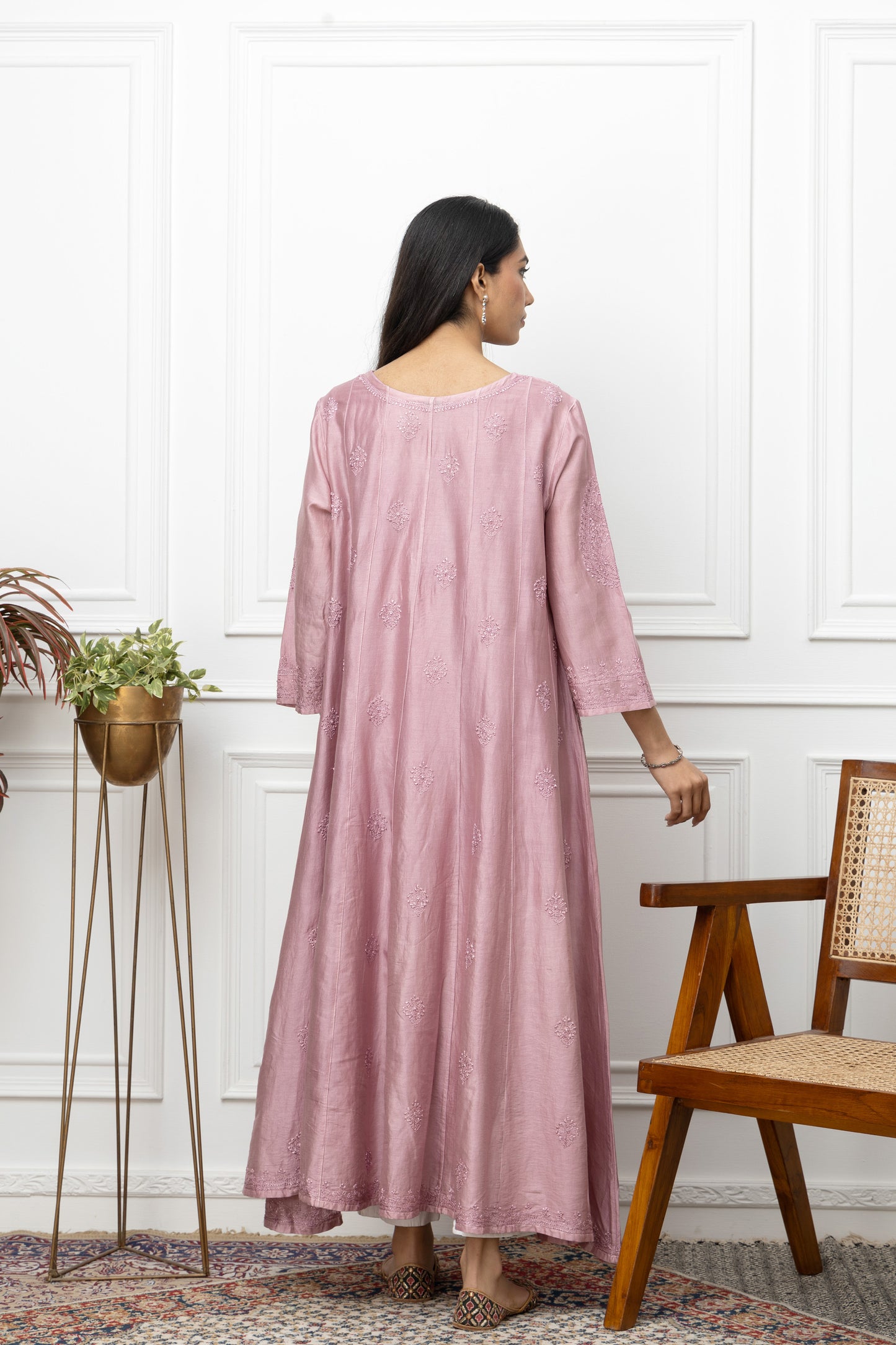 Chanderi Peach Anarkali
