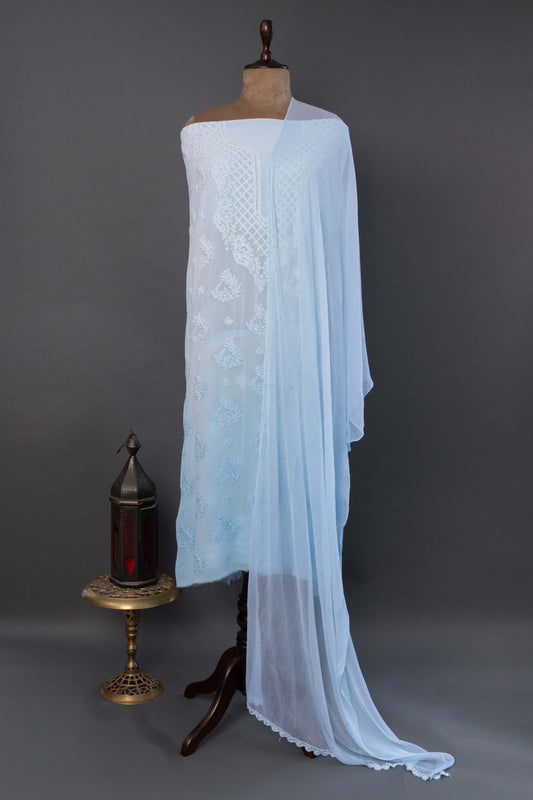 Unstitched Blue Georgette Kurti