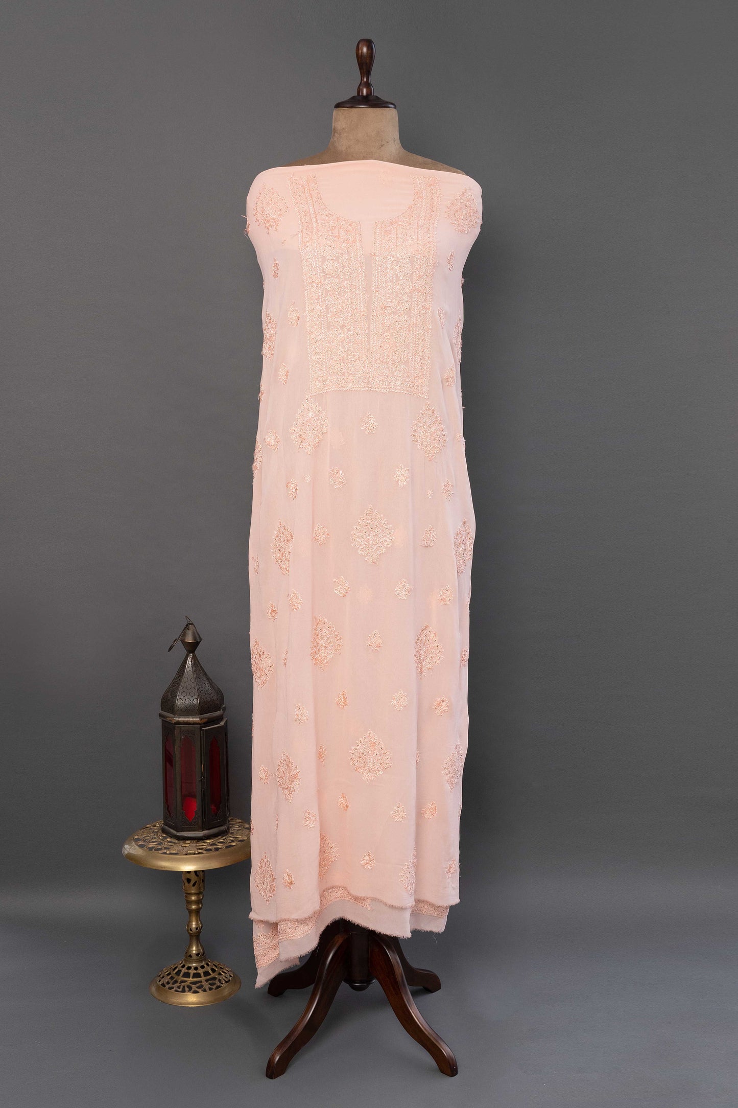 Unstitched Peach Georgette Kurti