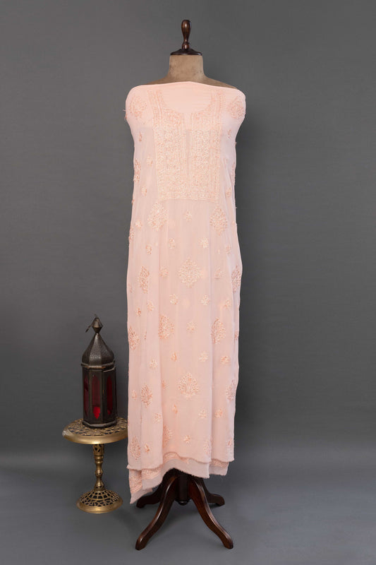 Unstitched Peach Georgette Kurti