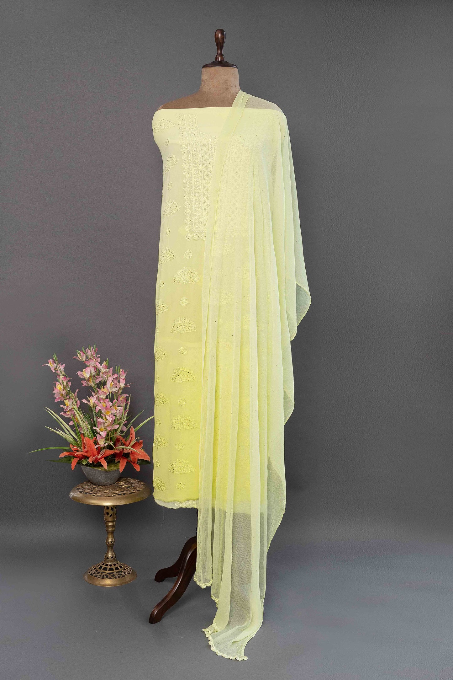 Green Georgette Kurti With Dupatta