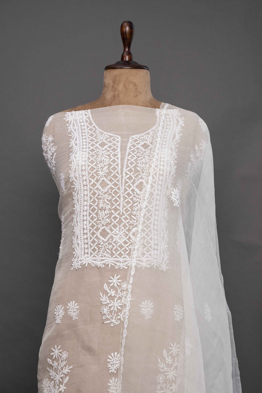 White Organza Kurti & Dupatta Set