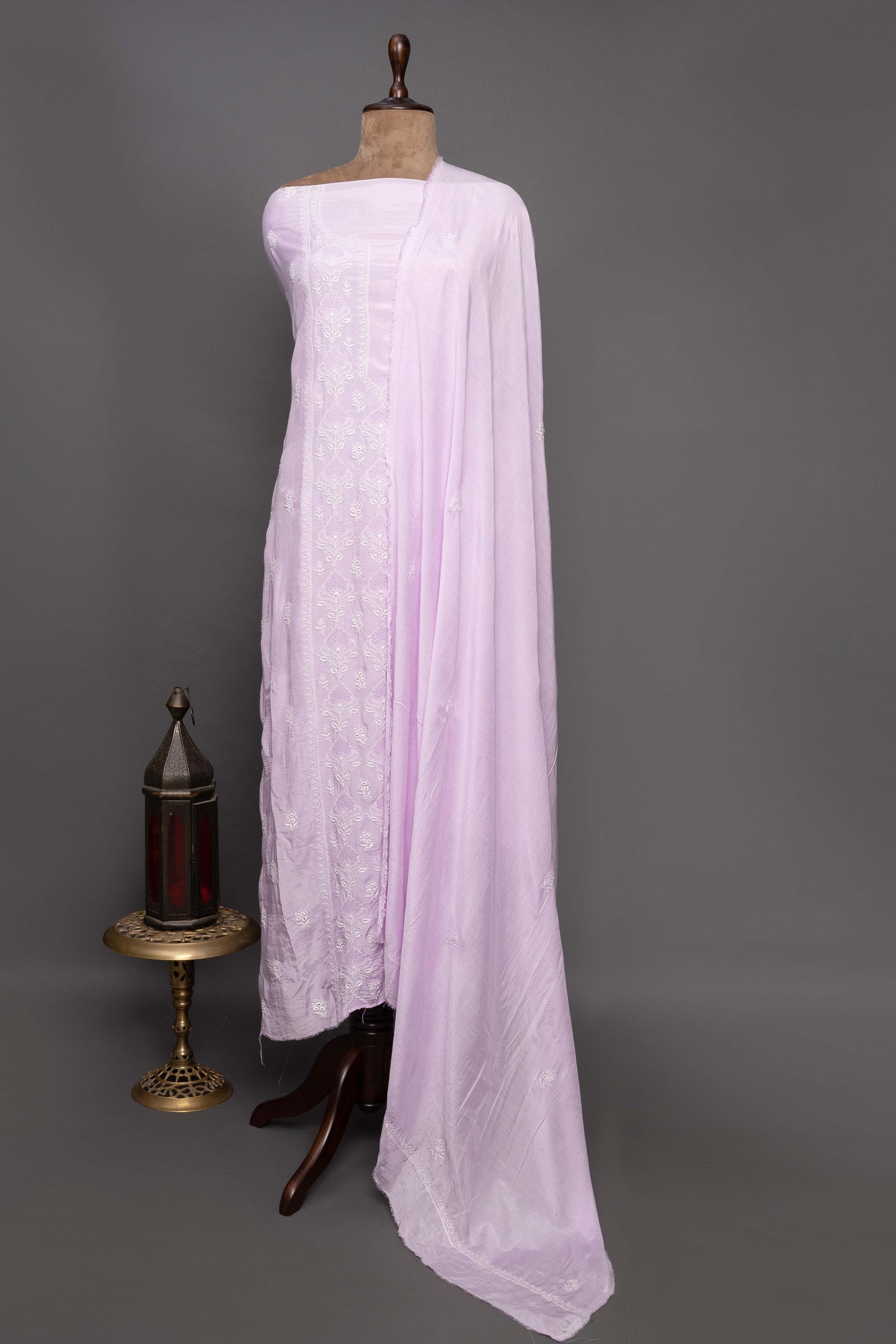 Purple & White Jalli Chikankari Kurti