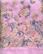 Pink Handcrafted Lucknow Chikankari Saree with Delicate White Embroidery | Elegant Festive Wear Saree