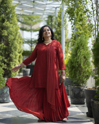 Ruby Red Sharara Set