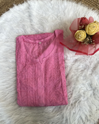 Muslin Chikankari Long Kurti  Full Sleeves | Lucknowi Elegance