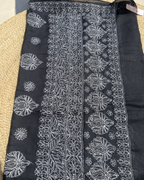 Black Hand Embroidered Lucknow Chikankari Saree with Fine Detailing | Premium Party & Festive Wear Saree