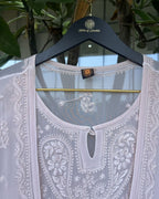 Brown Chikankari Dress with Knot Detail | Lucknow Chikankari Gurgaon | Chikankari Studio Gurgaon