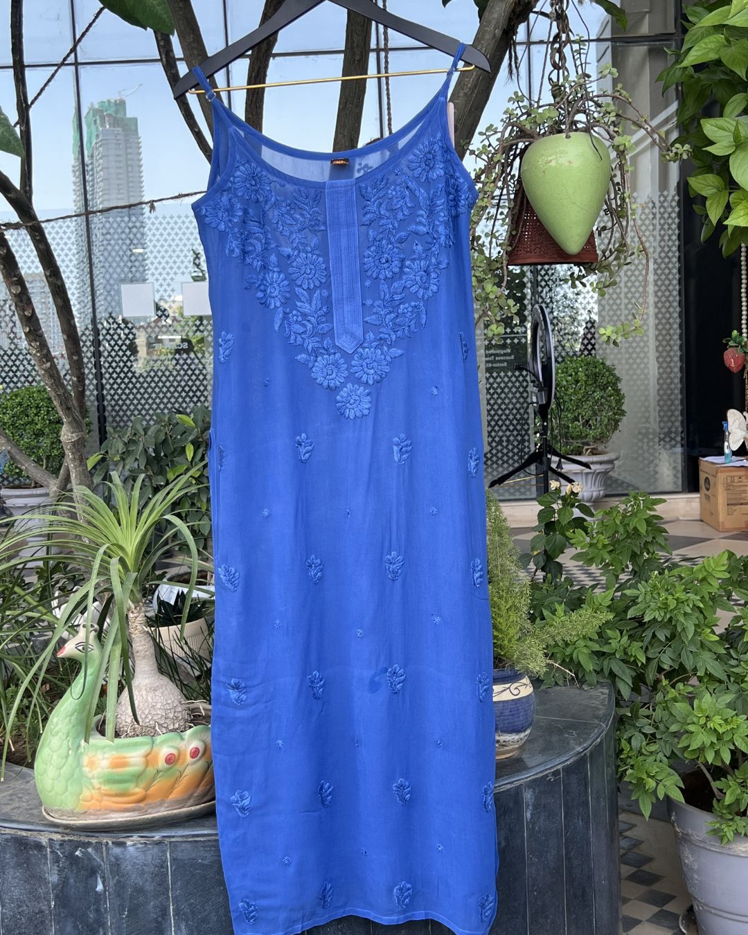 Sleeveless Georgette Chikankari Kurti | Strap Kurti Collection Gurgaon