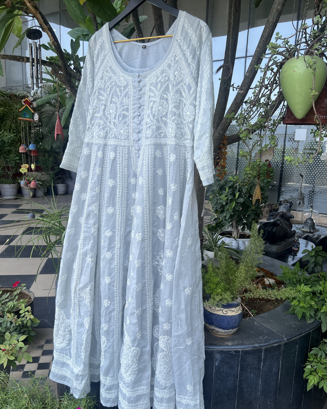 Chikankari Anarkali Kurta | Lucknow Chikankari Gurgaon