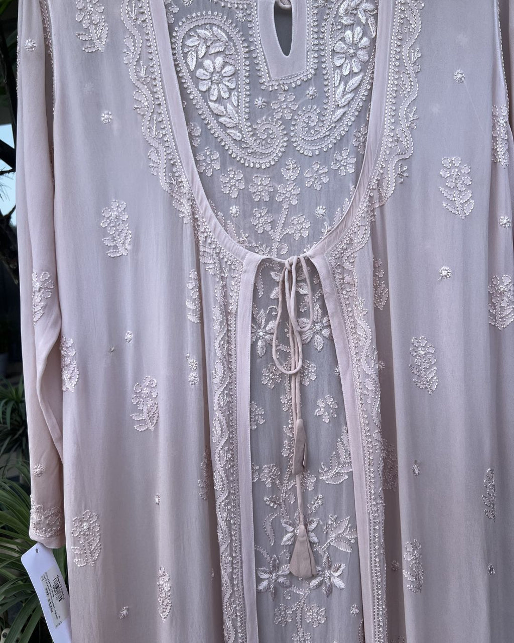 Brown Chikankari Dress with Knot Detail | Lucknow Chikankari Gurgaon | Chikankari Studio Gurgaon