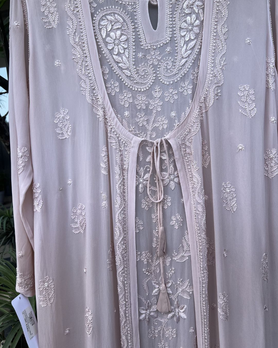 Brown Chikankari Dress with Knot Detail | Lucknow Chikankari Gurgaon | Chikankari Studio Gurgaon