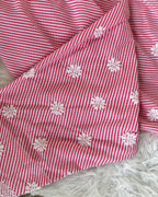 Pink & Green Leheriya Dress with White Stripes | Lucknow Chikankari Gurgaon | Chikankari Studio Gurgaon