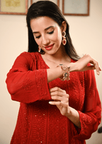 Embroidered Chikankari Anarkali Set with Dupatta | Lucknowi Chikankari