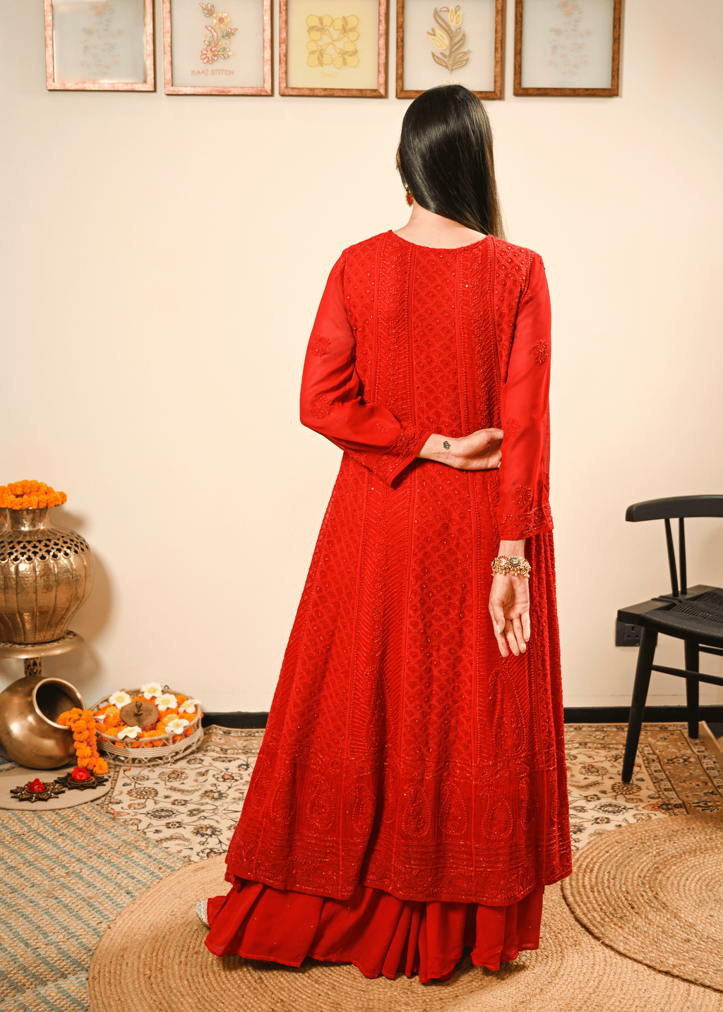 Embroidered Chikankari Anarkali Set with Dupatta | Lucknowi Chikankari