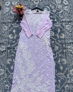 Peach Chikankari Kurti with White Floral Embroidery