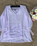 White Chikankari Straight Short Kurti (Cotton)