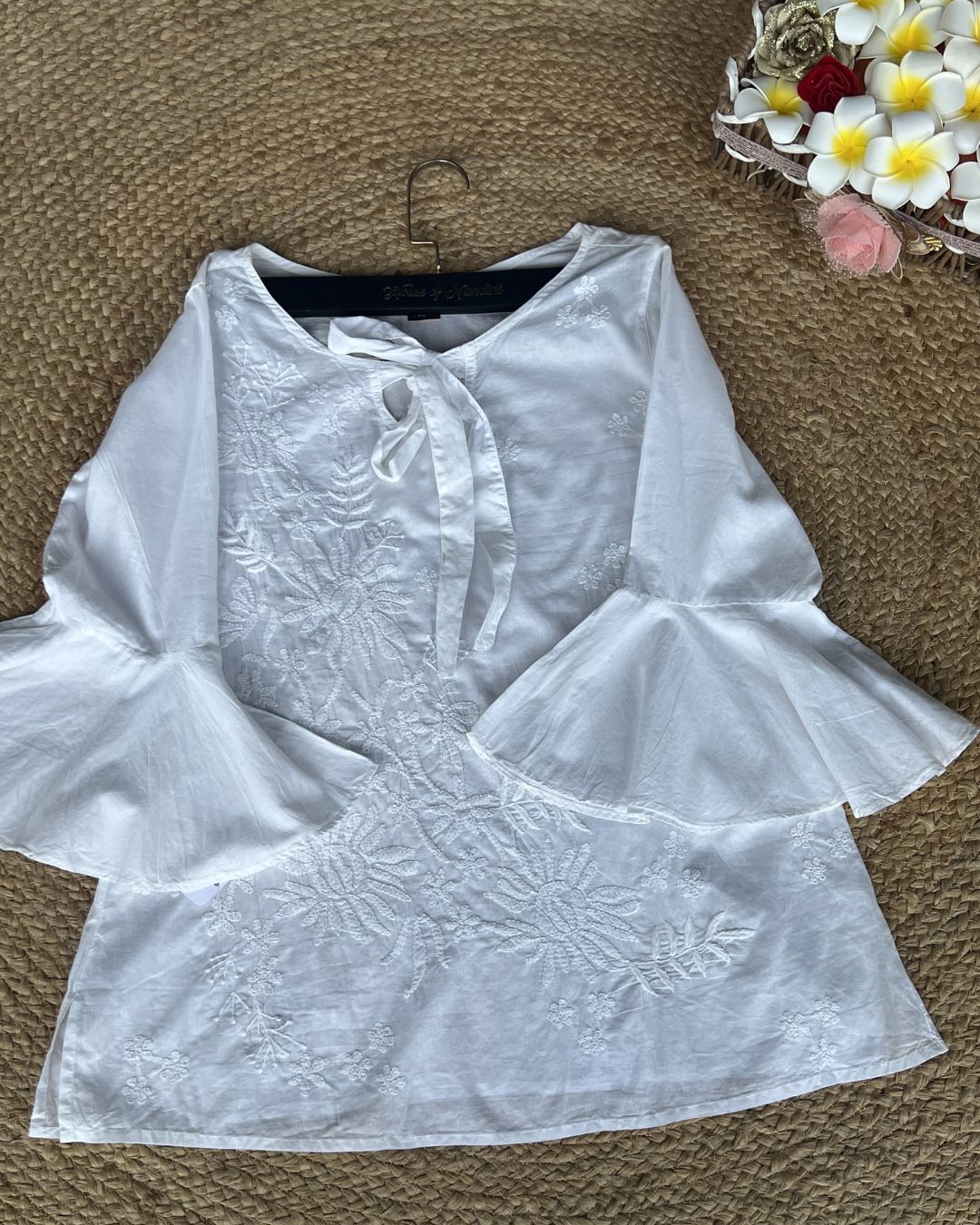 White Cotton Chikankari Short Kurti