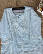 White Chikankari Straight Short Kurti (Cotton)