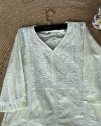 White Chikankari Straight Short Kurti (Cotton)