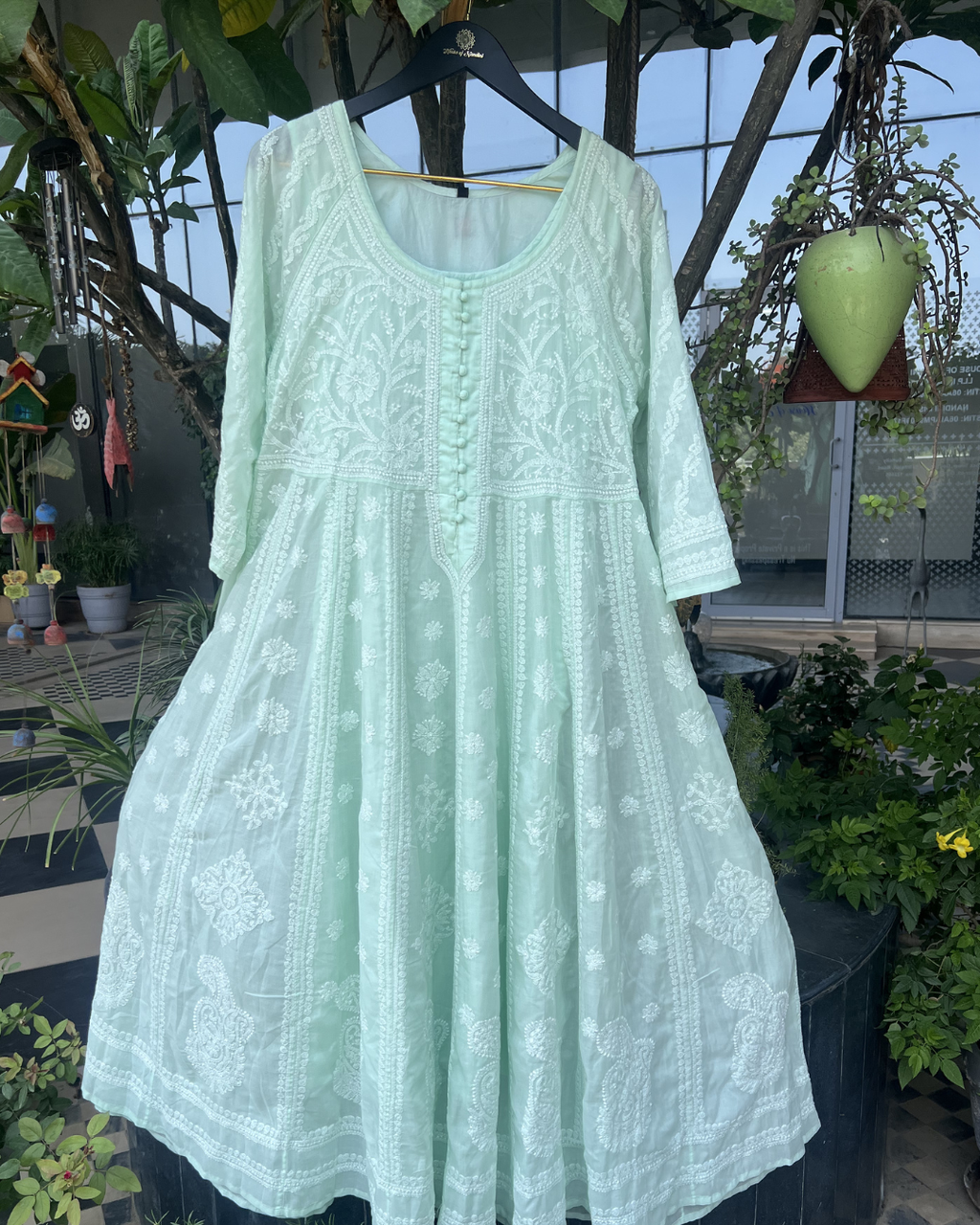 Chikankari Anarkali Kurta | Lucknow Chikankari Gurgaon