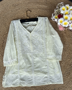 White Chikankari Straight Short Kurti (Cotton)