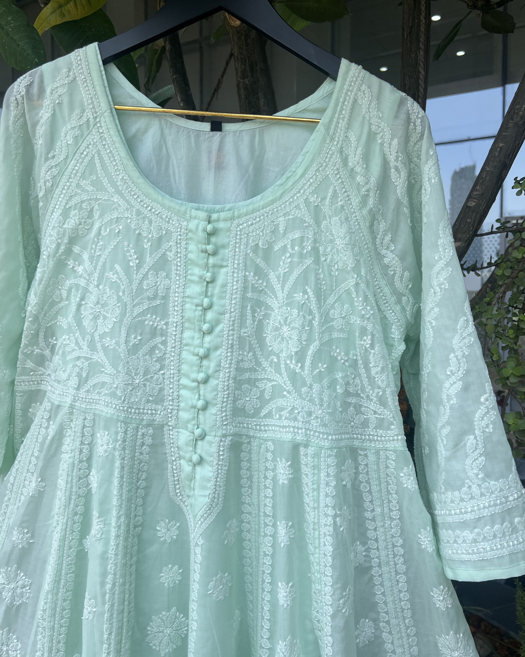 Chikankari Anarkali Kurta | Lucknow Chikankari Gurgaon