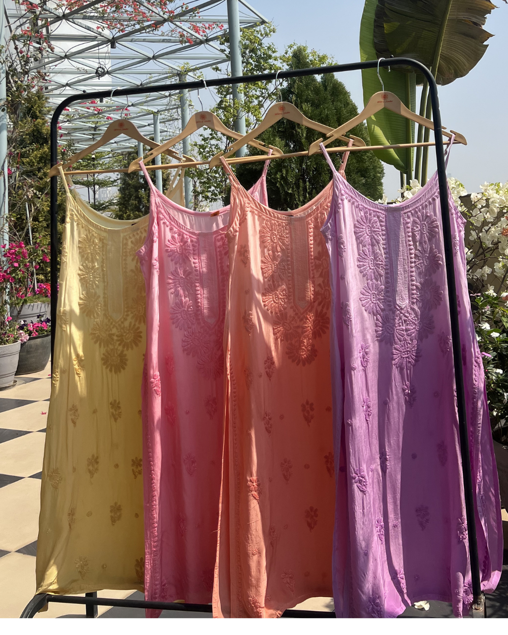 Long Muslin Chikankari Kurti | Chikankari Studio Gurgaon