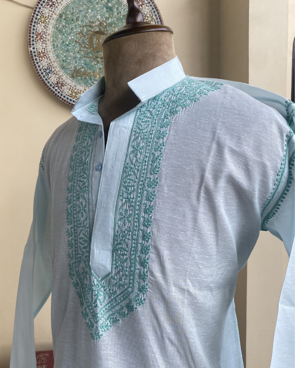Men’s Chikankari Kurta Collection – Tone-on-Tone Hand Embroidered Kurtas | House of Nandini