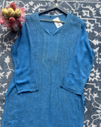 Premium Blue Chikankari Kurti | Elegant Embroidery & Timeless Style ✨