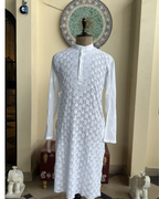 Men’s White Chikankari Kurta – Front Embroidered Handcrafted Kurta | House of Nandini