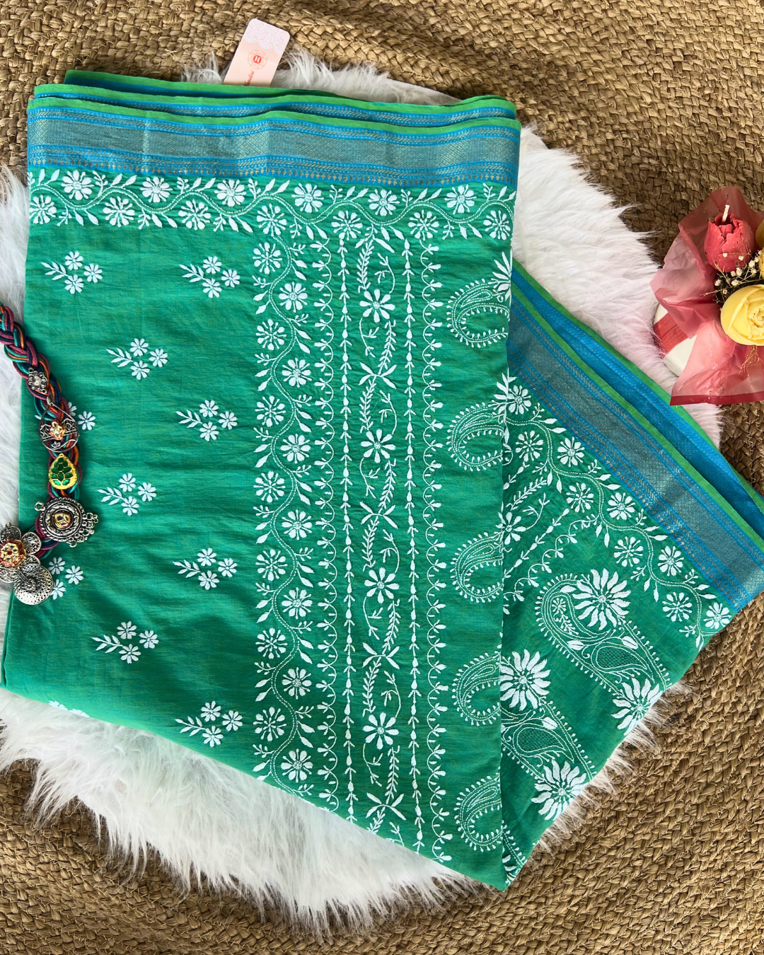 Elegant Green Cotton Saree | Lightweight Comfort & Timeless Ethnic Style 💚