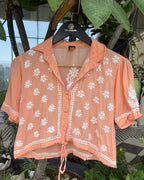 Peach Handcrafted Chikankari Top & Palazzo Set | Size 34 (10–12 Years) | Lucknow Chikankari Gurgaon