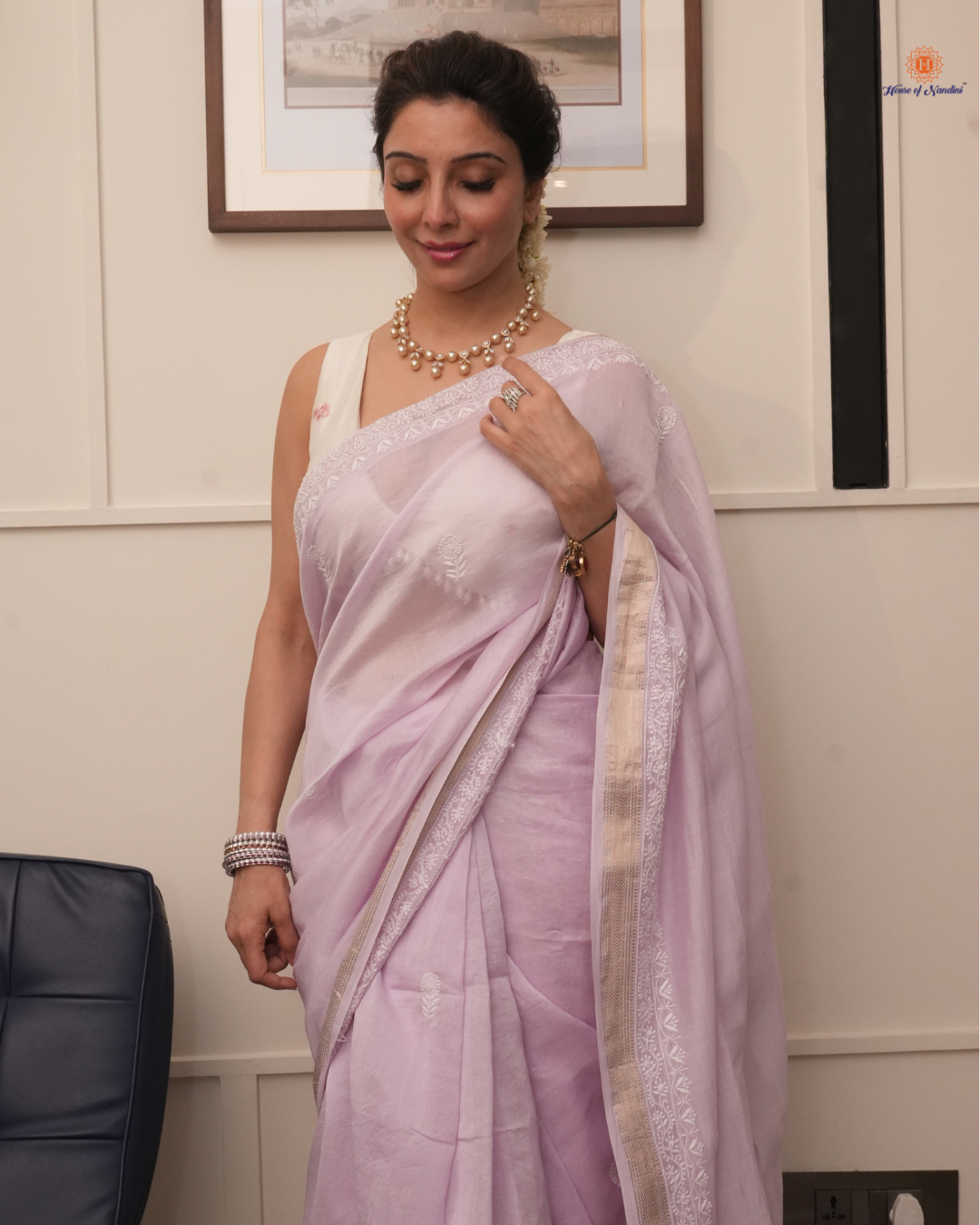 Jai Madan Purple Mauve Chanderi Saree with Blouse – Elegant Weave of Tradition