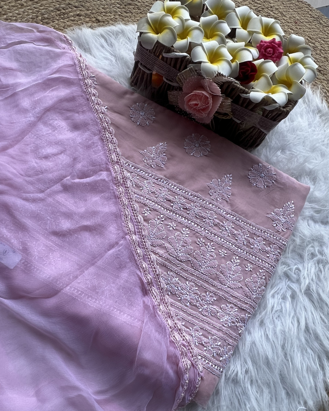 Cotton Chikankari Unstitched Suit | Lucknow Chikankari Gurgaon