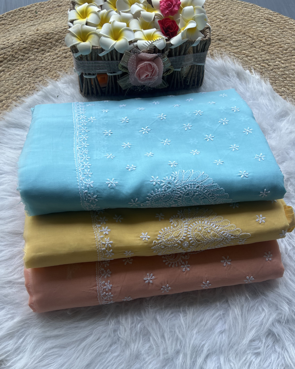 Cotton Chikankari Saree with Blouse | Lucknow Chikankari Gurgaon