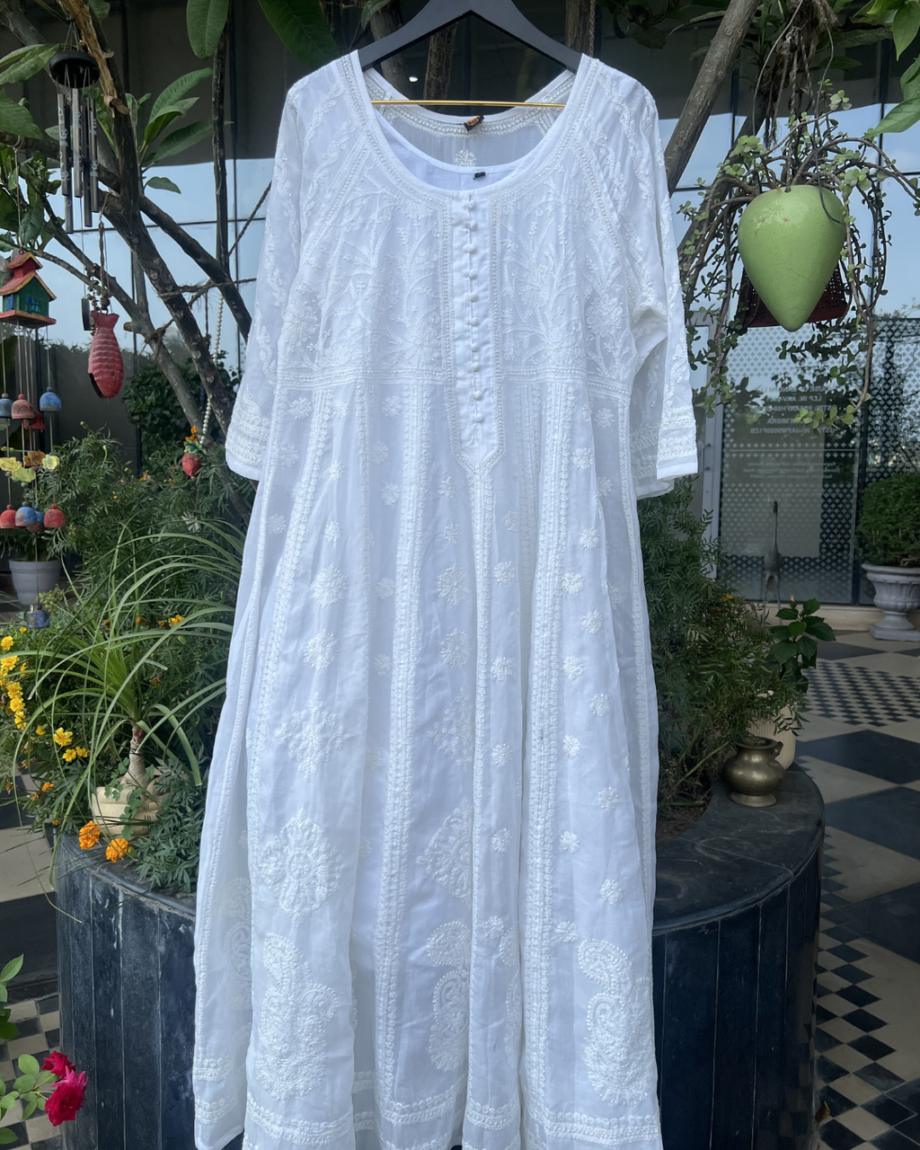 Chikankari Anarkali Kurta | Lucknow Chikankari Gurgaon