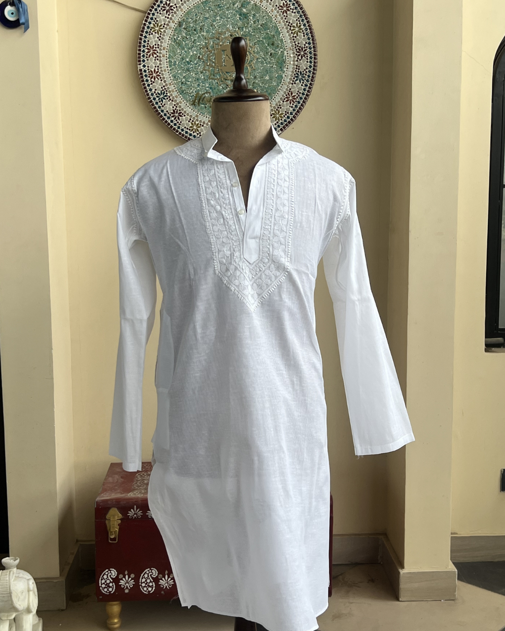 Men’s Chikankari Kurta Collection – Tone-on-Tone Hand Embroidered Kurtas | House of Nandini