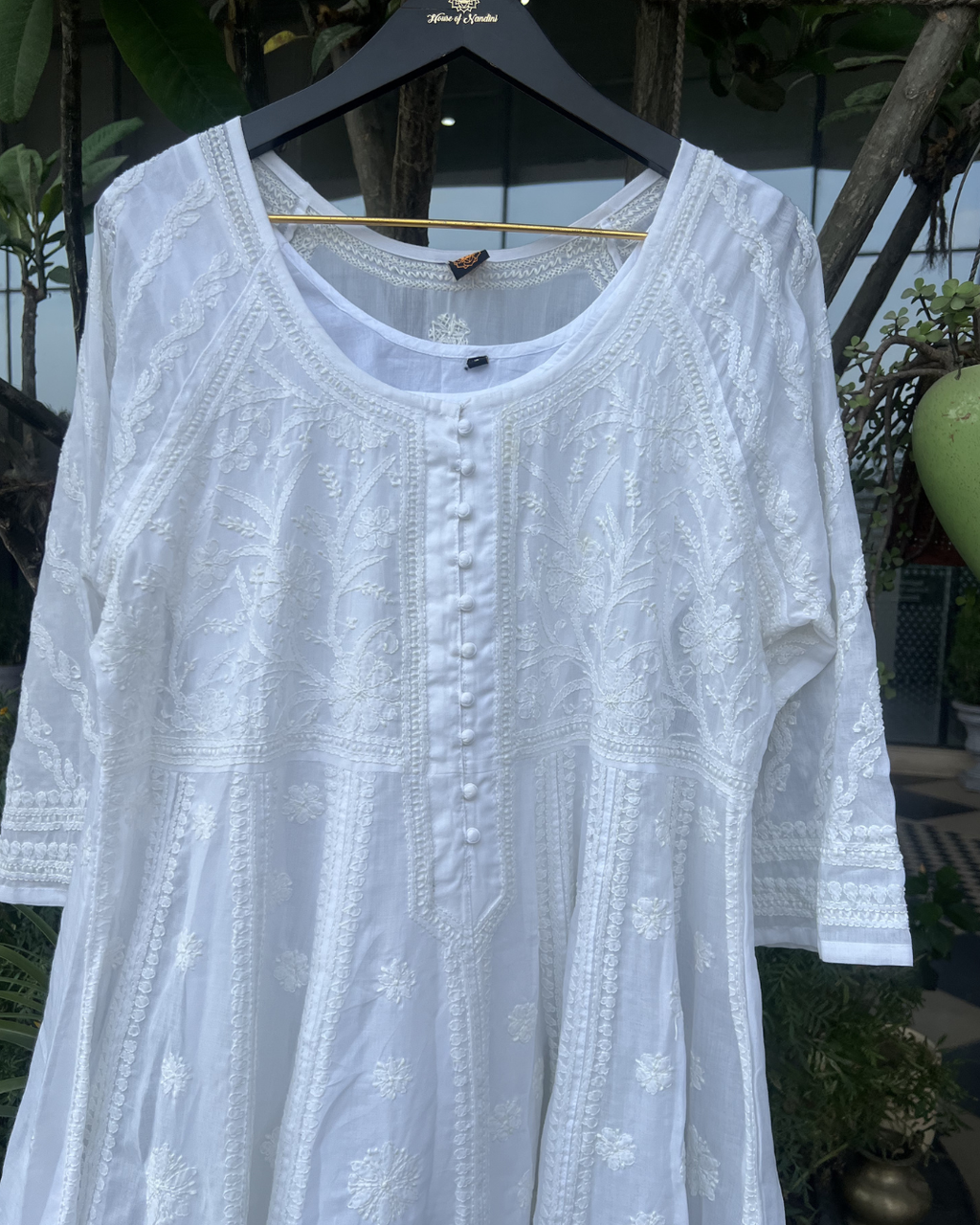 Handcrafted White Dyeable Chikankari Straight Anarkali | Lucknow Chikankari Gurgaon