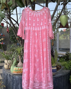 Pink Chikankari Dress | Hand Embroidered Kurta | Chikankari Studio Gurgaon