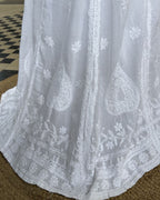 White Semi-Stitched Chikankari Skirt | Free Size | Lucknow Chikankari Gurgaon | Chikankari Studio Gurgaon