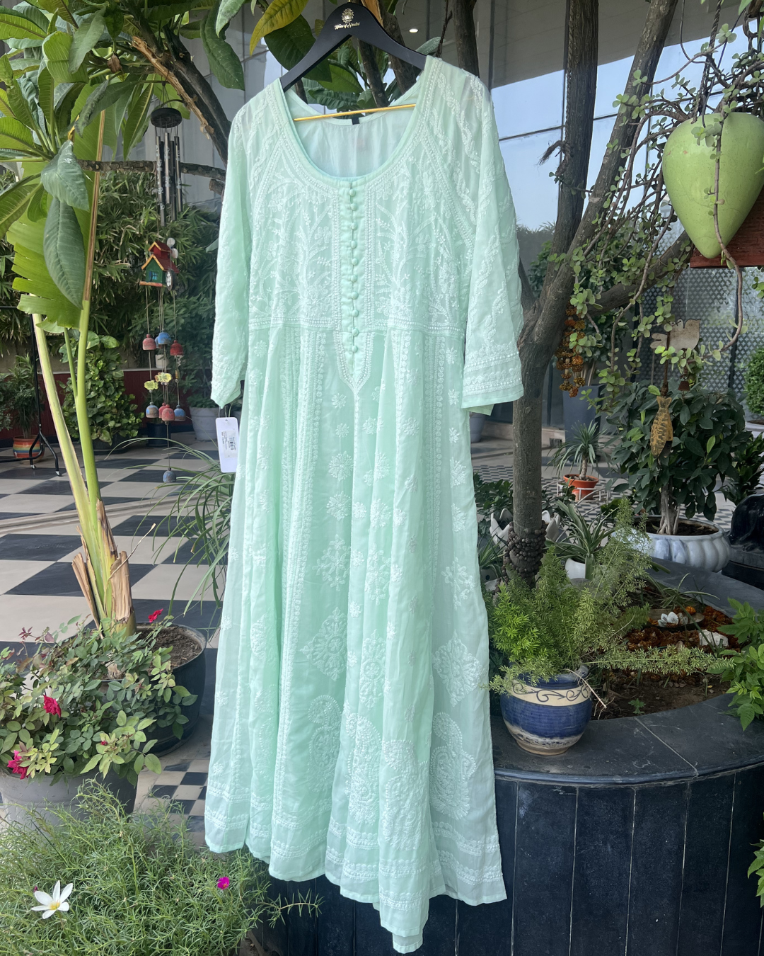 Chikankari Anarkali Kurta | Lucknow Chikankari Gurgaon
