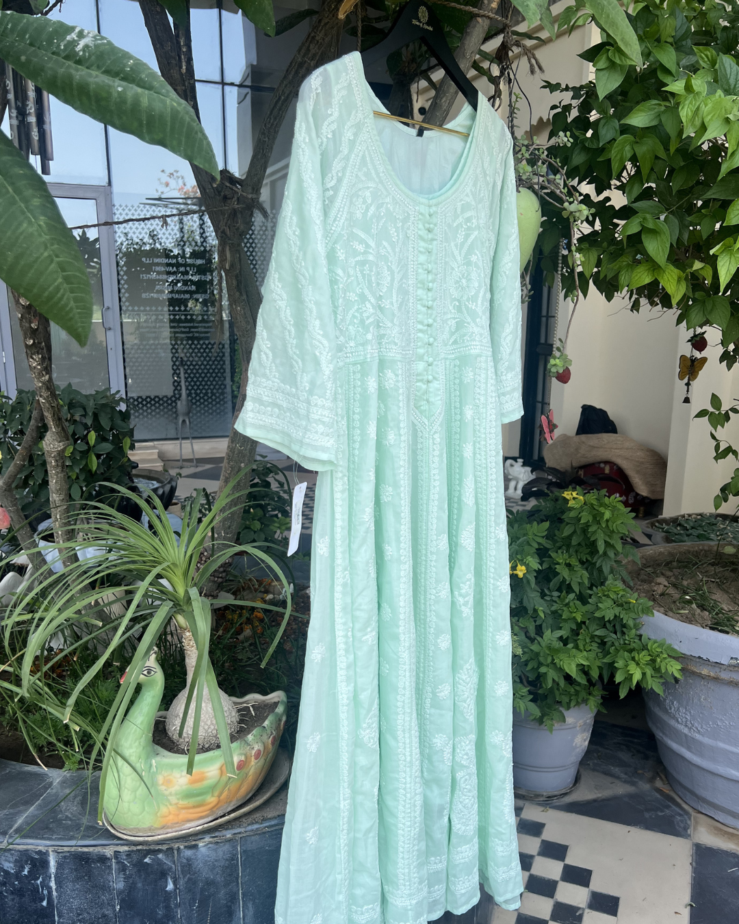 Chikankari Anarkali Kurta | Lucknow Chikankari Gurgaon
