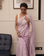 Mauve Chanderi Saree with Blouse – Elegant Handcrafted Chikankari