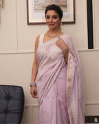 Mauve Chanderi Saree with Blouse – Elegant Handcrafted Chikankari